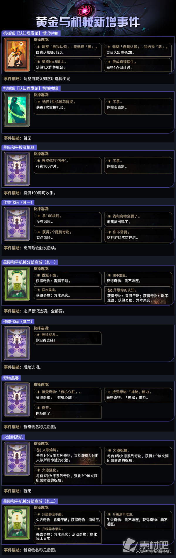 《崩坏星穹铁道》黄金与机械新增奇物、事件图鉴一览