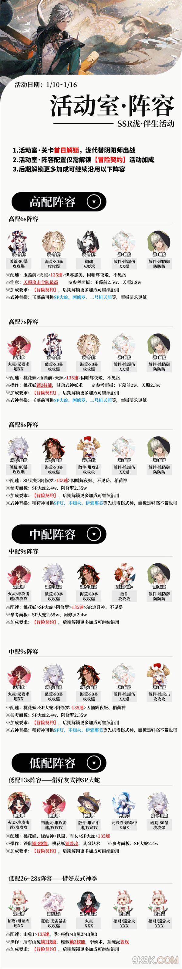 阴阳师活动室阵容推荐大全攻略
