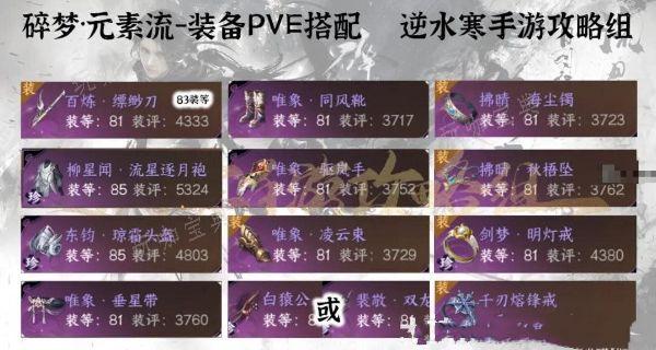 《逆水寒手游》元素流碎梦用什么装备？元素流碎梦装备搭配推荐