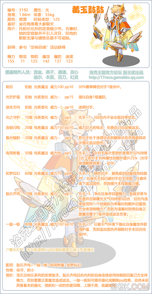 洛克王国黄玉鼓鼓介绍一览