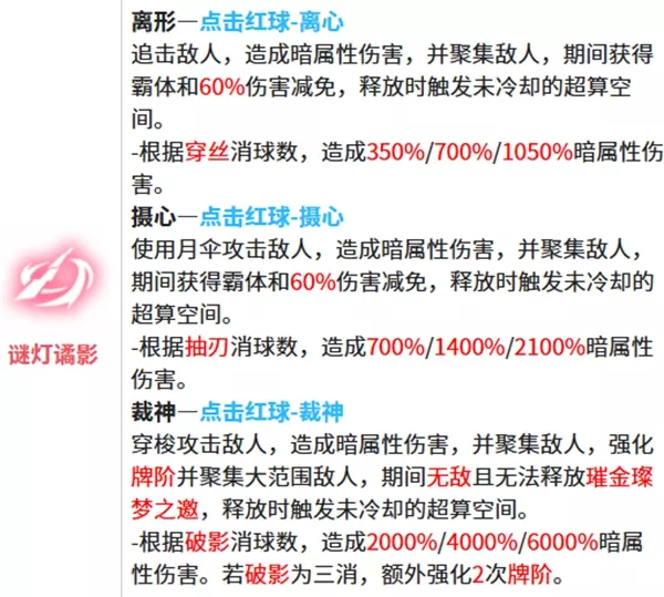 《战双帕弥什》莉莉丝谬影技能效果如何