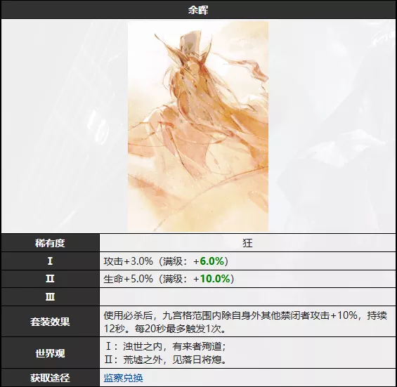 《无期迷途》余晖烙印详情介绍