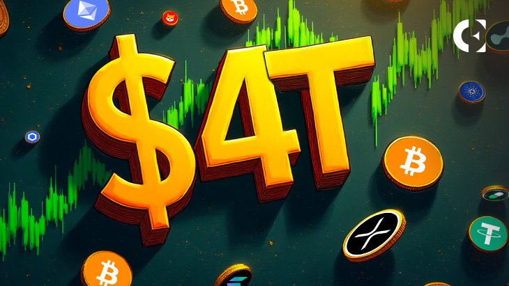 比特币（BTC）和以太坊（ETH）推动加密货币总市值达到创纪录的4.13万亿美元