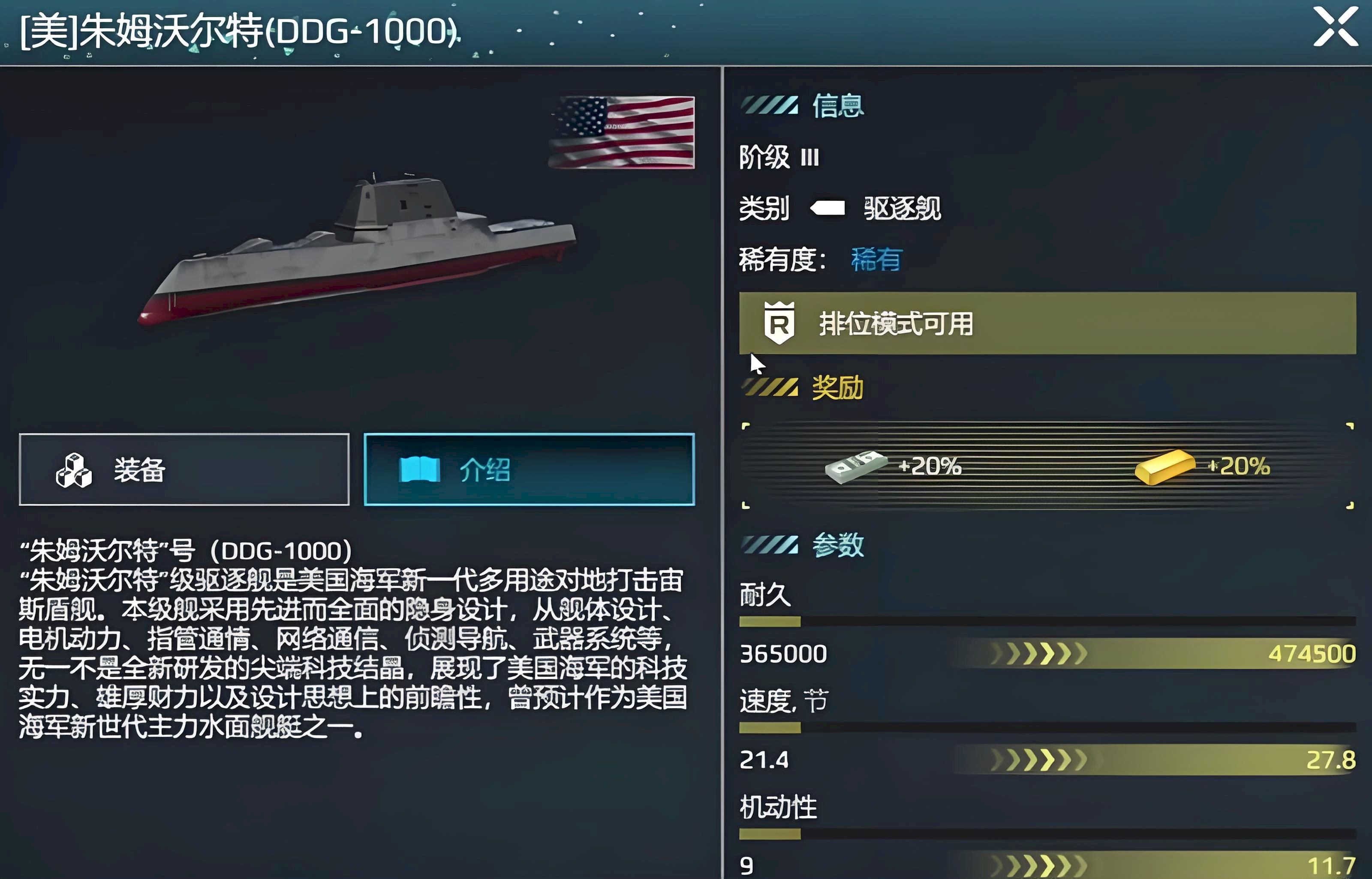 现代战舰朱姆沃尔特号性能怎么样