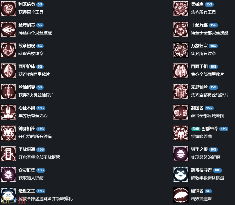 空洞骑士丝之歌全成就有哪些 全成就解锁条件汇总