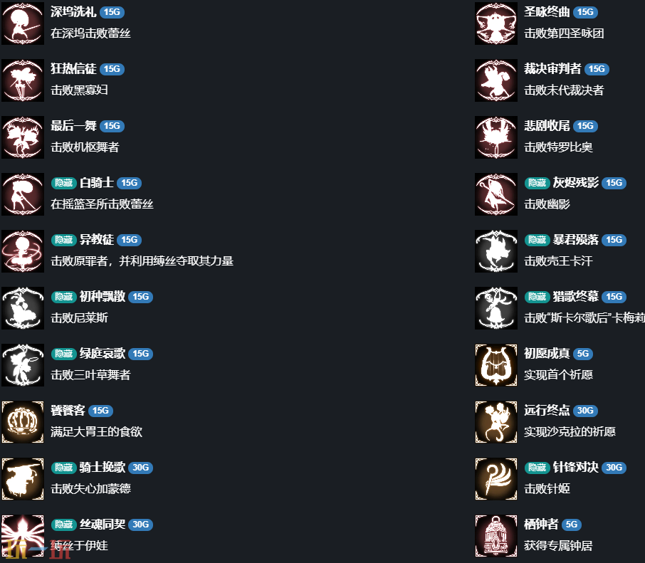 空洞骑士丝之歌全成就有哪些 全成就解锁条件汇总