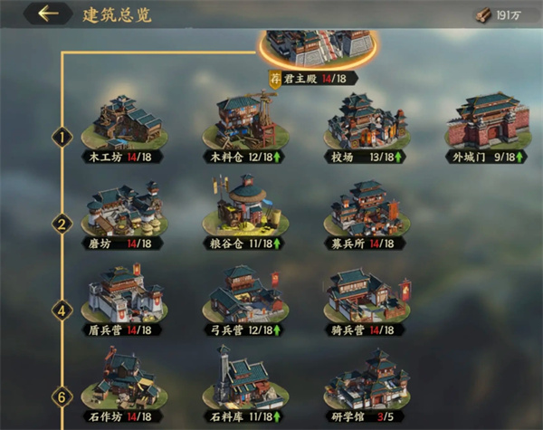 三国群英传策定九州建筑升级优先顺序