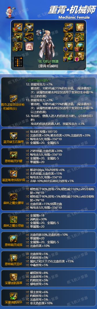 dnf神界版本女机械毕业装备全流派搭配攻略