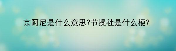 京阿尼是什么梗-节操社是什么含义